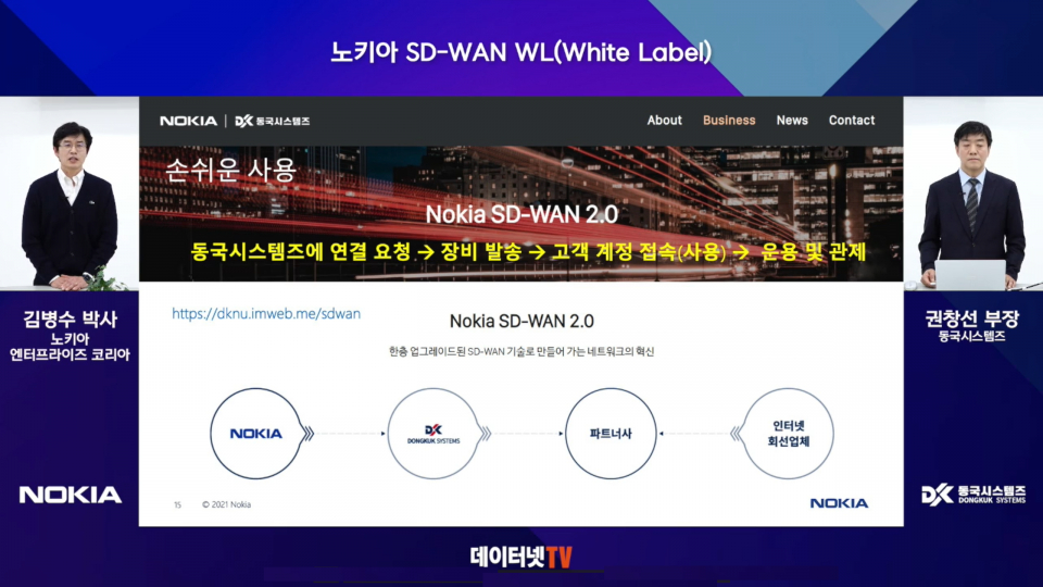 ▲ 권창선 동국시스템즈 부장은 “노키아는 제품이 아닌 서비스로서의 SD-WAN을 구현할 수 있는 환경을 만들었고, 고객이 필요로 하고 원하는 환경을 플랫폼으로 구성해 제공한다”고 설명했다.